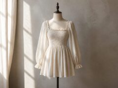 Rochia mini bufantă de tip smock este propusă ca piesa esențială a verii