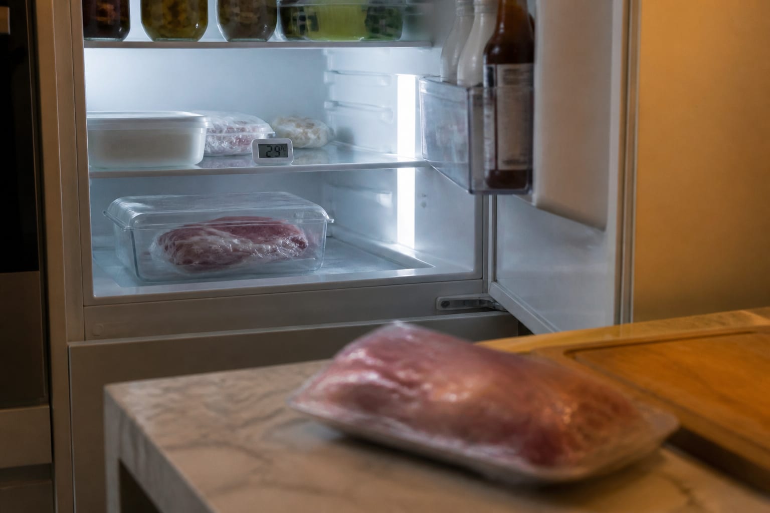 Carnea lăsată pe blat la dezghețat este noul faux pas culinar. Iată alternativele sigure