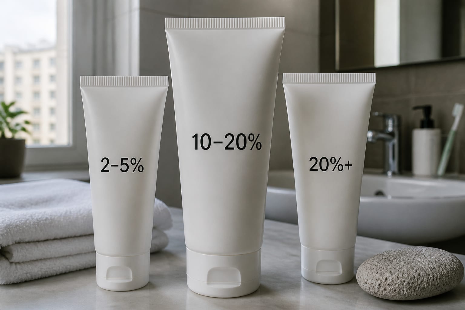 Ce face ureea la concentrații de 2%-5%, 10%-20% și peste 20%